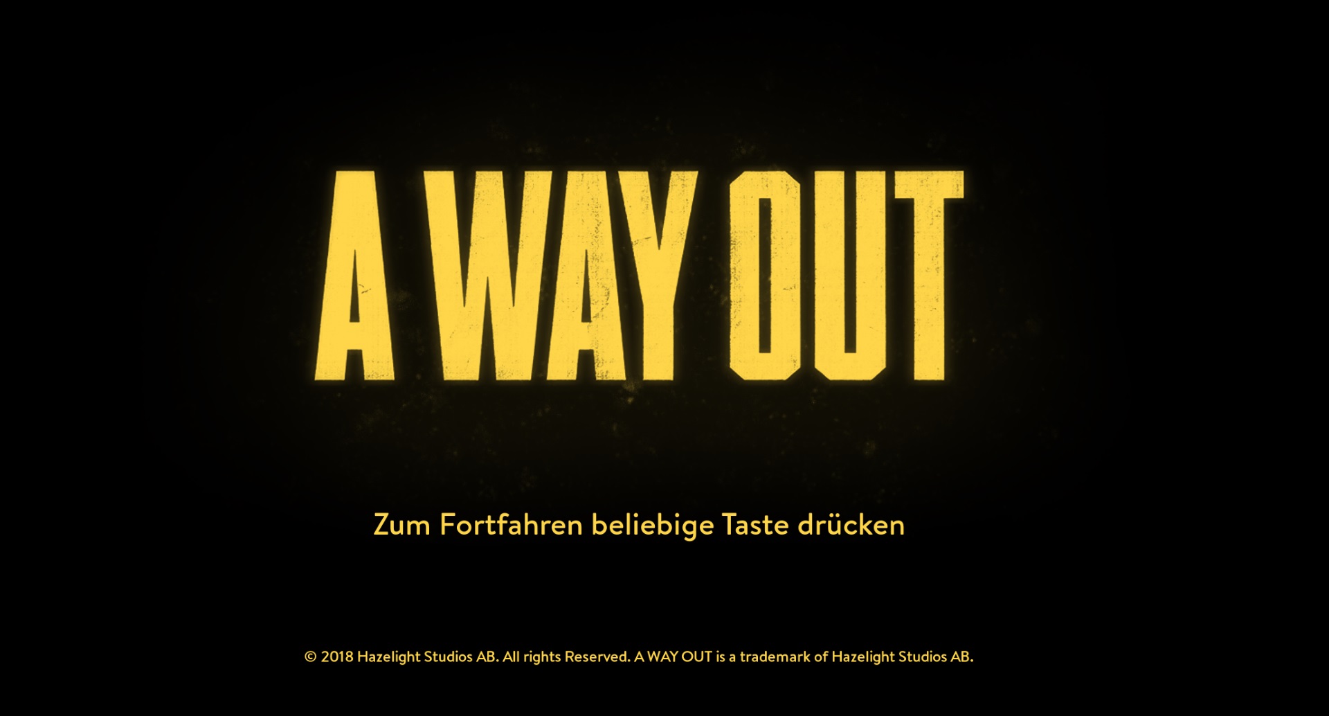 A Way Out - Startbildschirm
