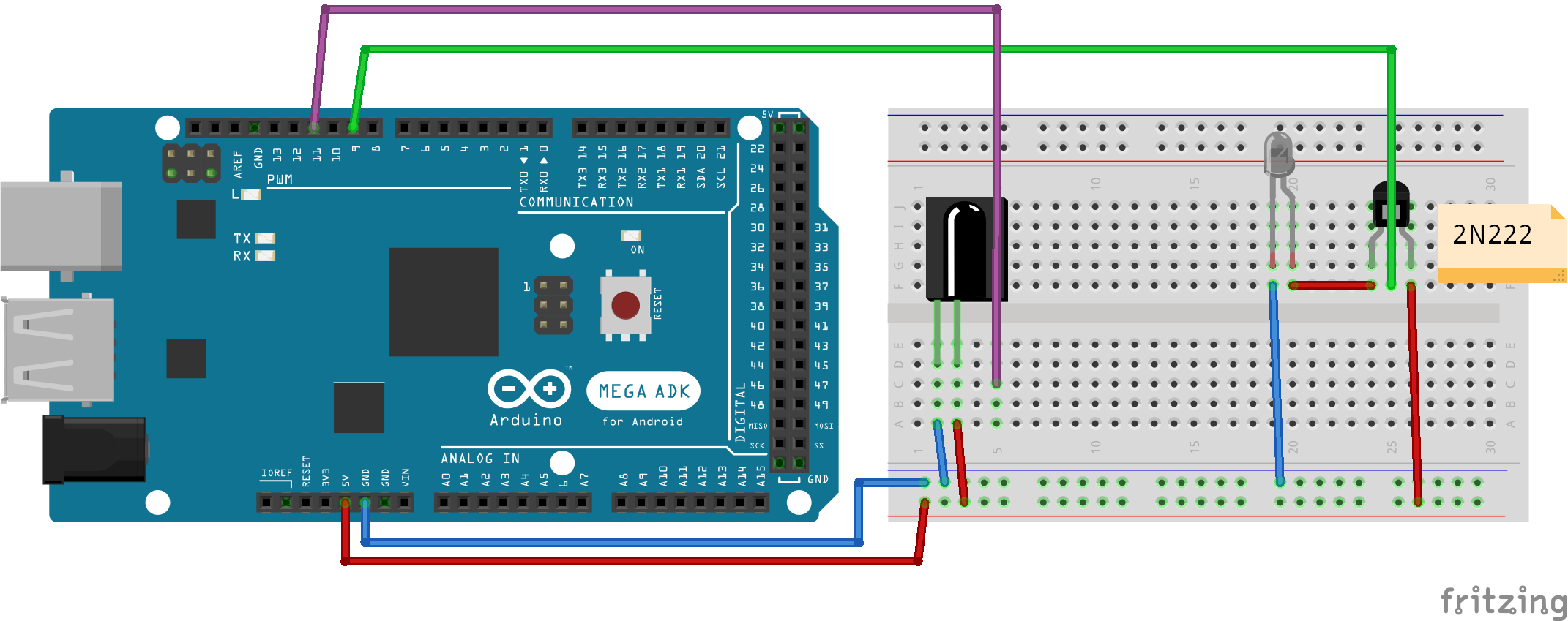Arduino MEGA Schaltplan zum Senden und Empfangen von Infrarot Signalen