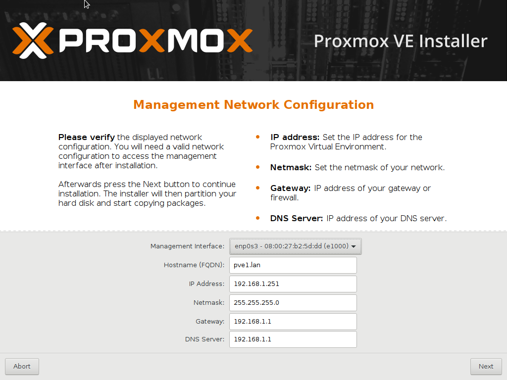 Proxmox VE - Netzwerk Konfiguration