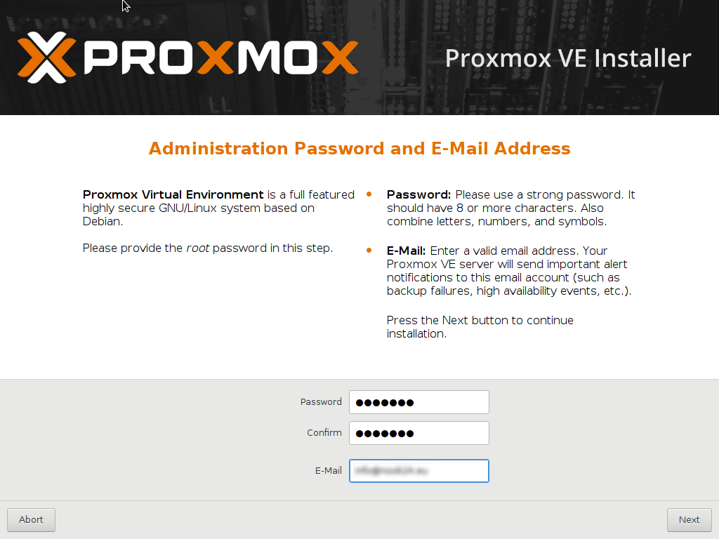 Proxmox VE - root Passwort setzen
